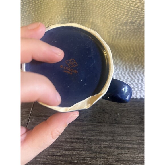 VTG Otagiri Mug Sailboats Blue Paneled Striped Geometric Coffee Tea Japan Read - Picture 5 of 5